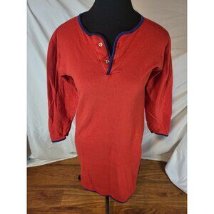 Vtge Duofold Women Two Layer Fabric Red & Navy Nightgown Size XS